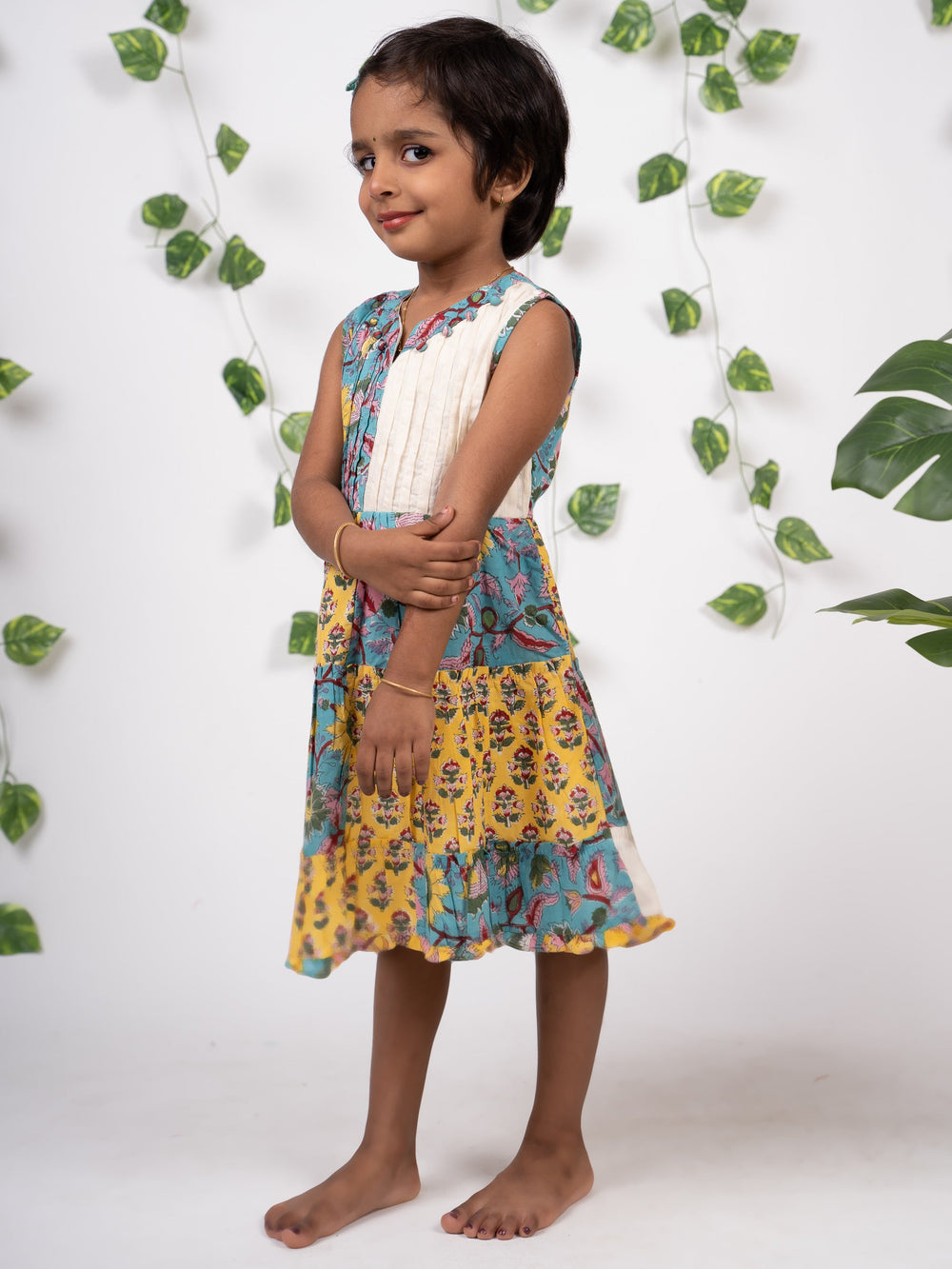 The Nesavu  Multi Colour Jaipuri Hand block Printed Floral Summer Casuals Wear Frock psr silks Nesavu