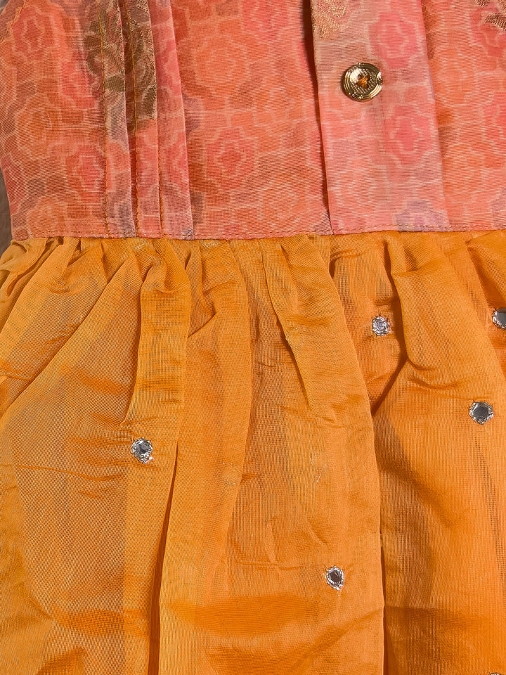 The Nesavu Frocks & Dresses Mustard Silk Cotton Daily Wear Comfy Collection For Baby Girls psr silks Nesavu