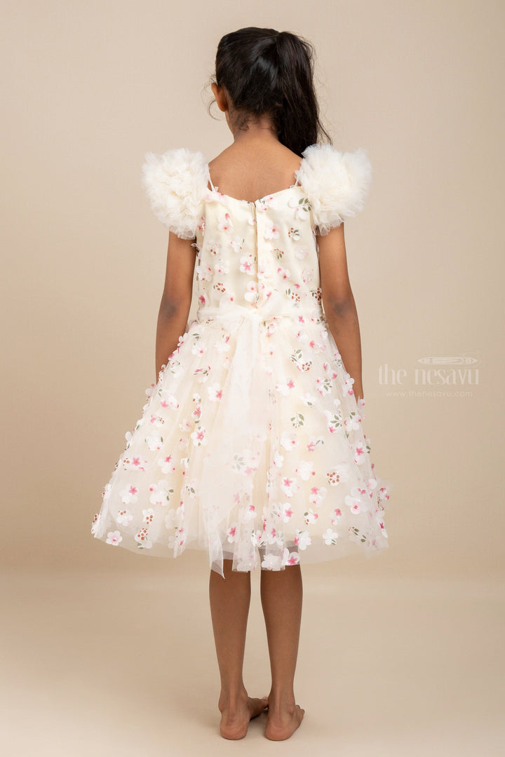 The Nesavu Party Frock Off White Floral Designer Tutu Frock For Baby Girls psr silks Nesavu