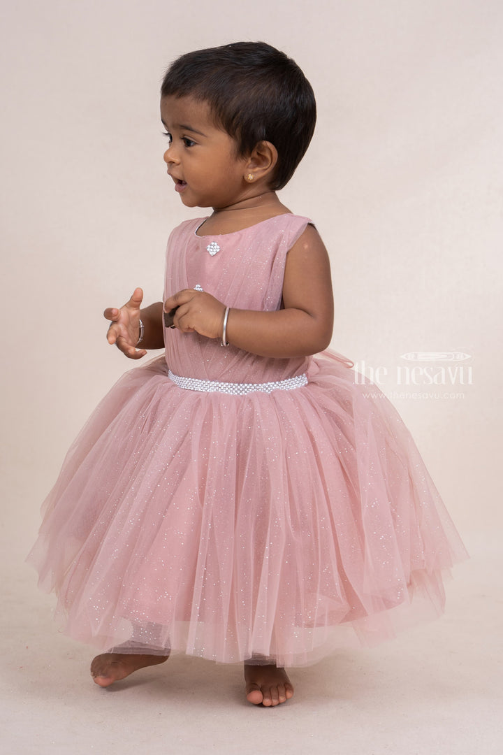 The Nesavu Party Frock Peru Glittering Pin-Tucked Soft Net Party Frock For New Born Baby Girls psr silks Nesavu