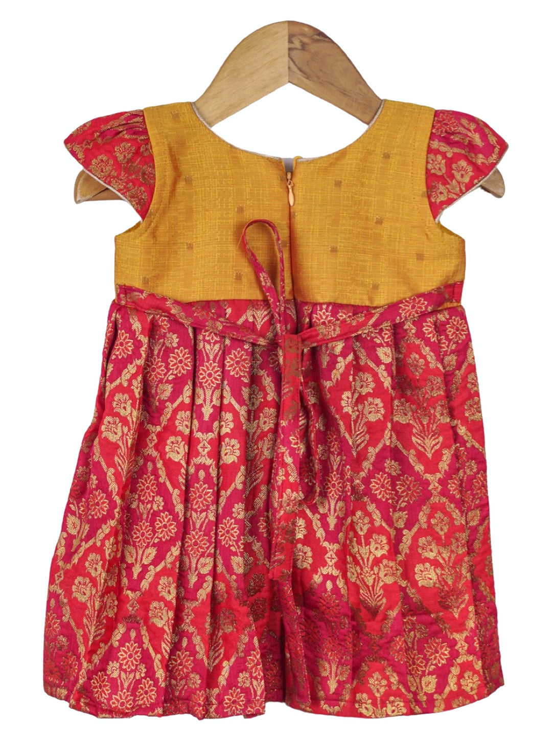 The Nesavu Silk frocks Pink Banarasi Jacquard Art Silk Dress For New Born Baby Girls psr silks Nesavu