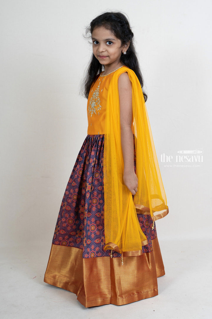 The Nesavu Lehenga & Ghagra Pink Banarasi Peplum Embroidery Skirt And Blouse For Baby Girls psr silks Nesavu