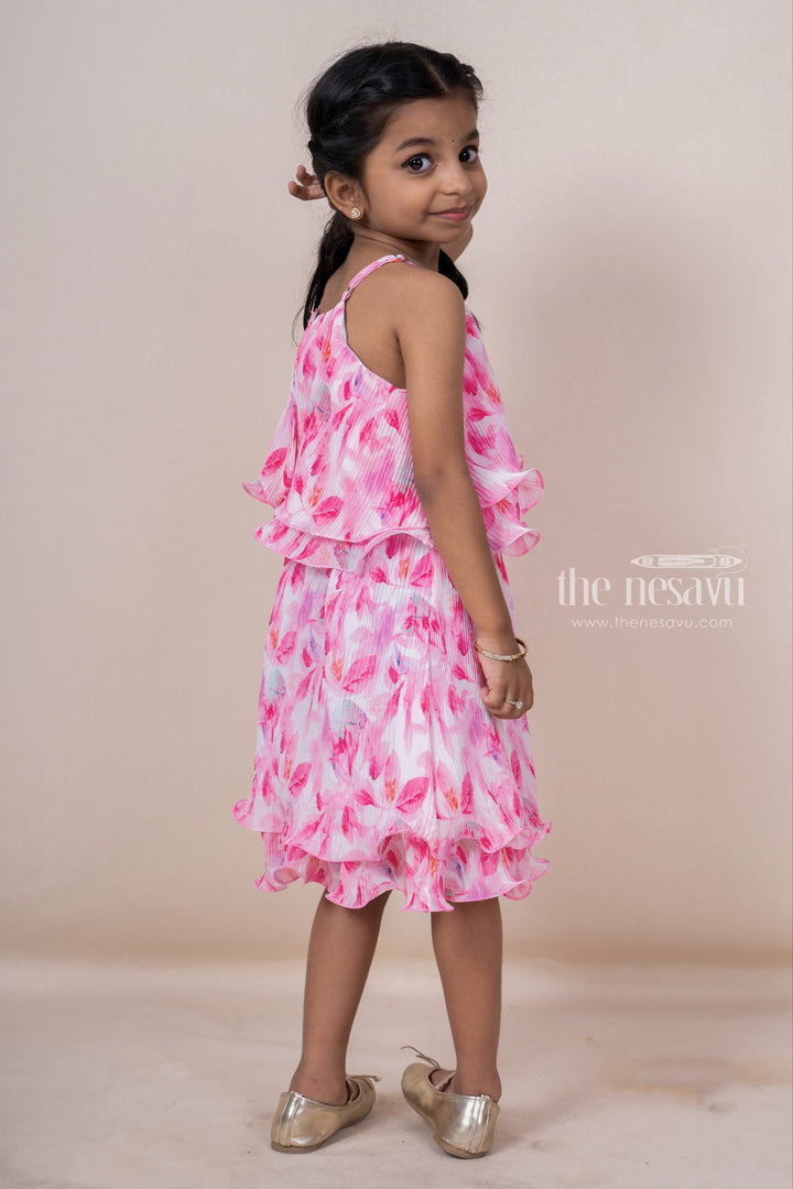 The Nesavu Baby Frock / Jhabla Pink Designer Crepe Crushed Sleeveless Casual Frock For Toddler Girls psr silks Nesavu