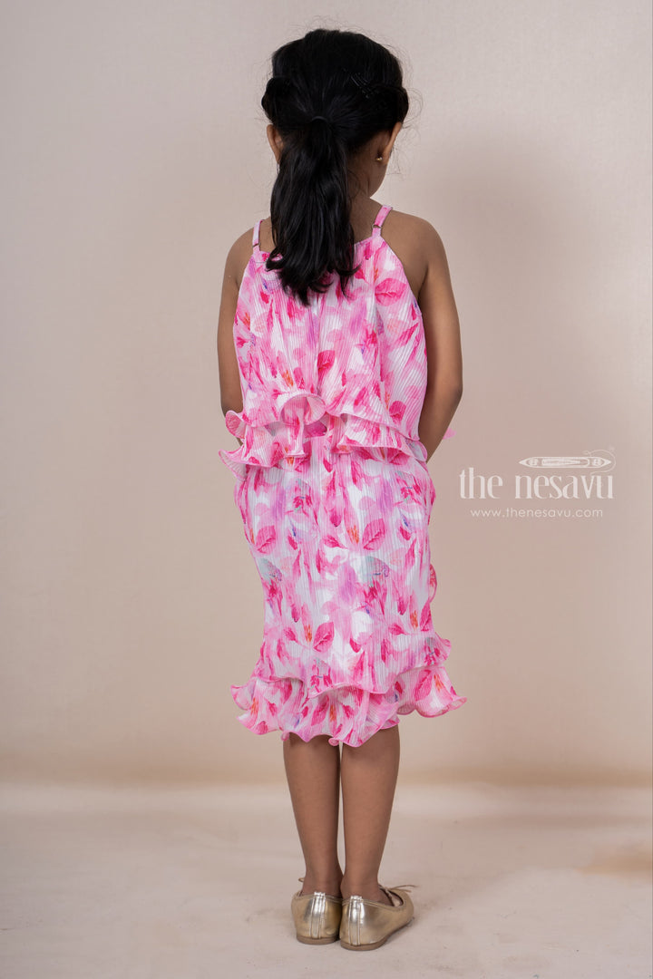 The Nesavu Baby Frock / Jhabla Pink Designer Crepe Crushed Sleeveless Casual Frock For Toddler Girls psr silks Nesavu