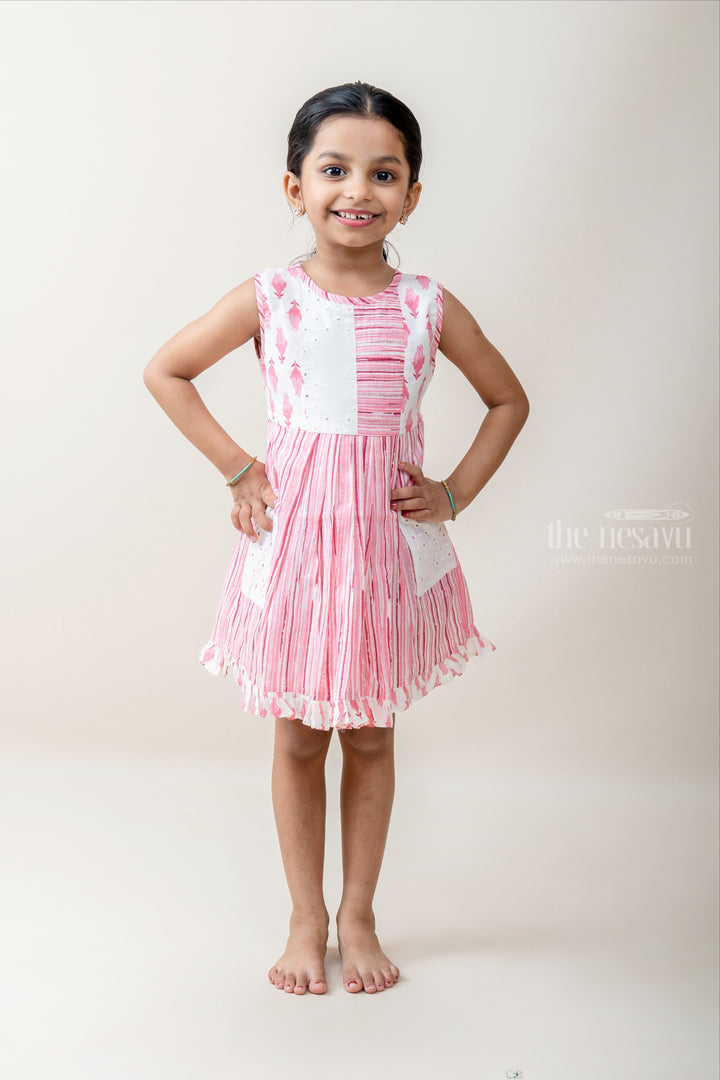 The Nesavu Baby Frock / Jhabla Pink Designer Sleeveless Frock For Baby Girls With Pockets psr silks Nesavu 14 (6M) / pink BFJ336B