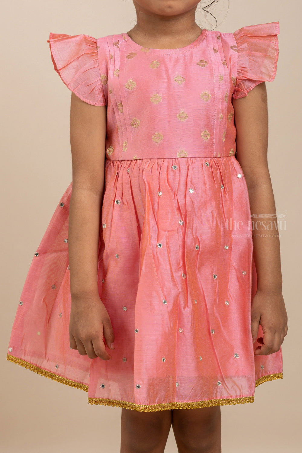 The Nesavu Frocks & Dresses Pink Everywhere - Latest Silk Cotton Gown For Baby Girls With Mirrors And Zaris psr silks Nesavu