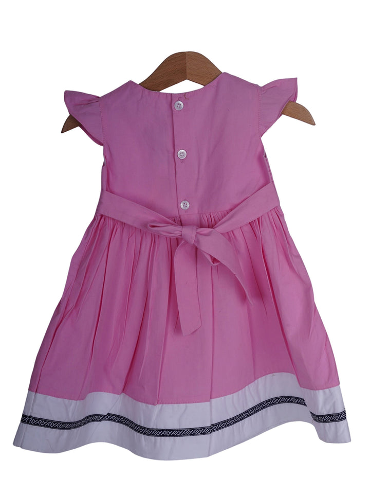 The Nesavu Baby Frock / Jhabla Pink Simple Cotton Casual Wear with Bow For Baby Girls psr silks Nesavu