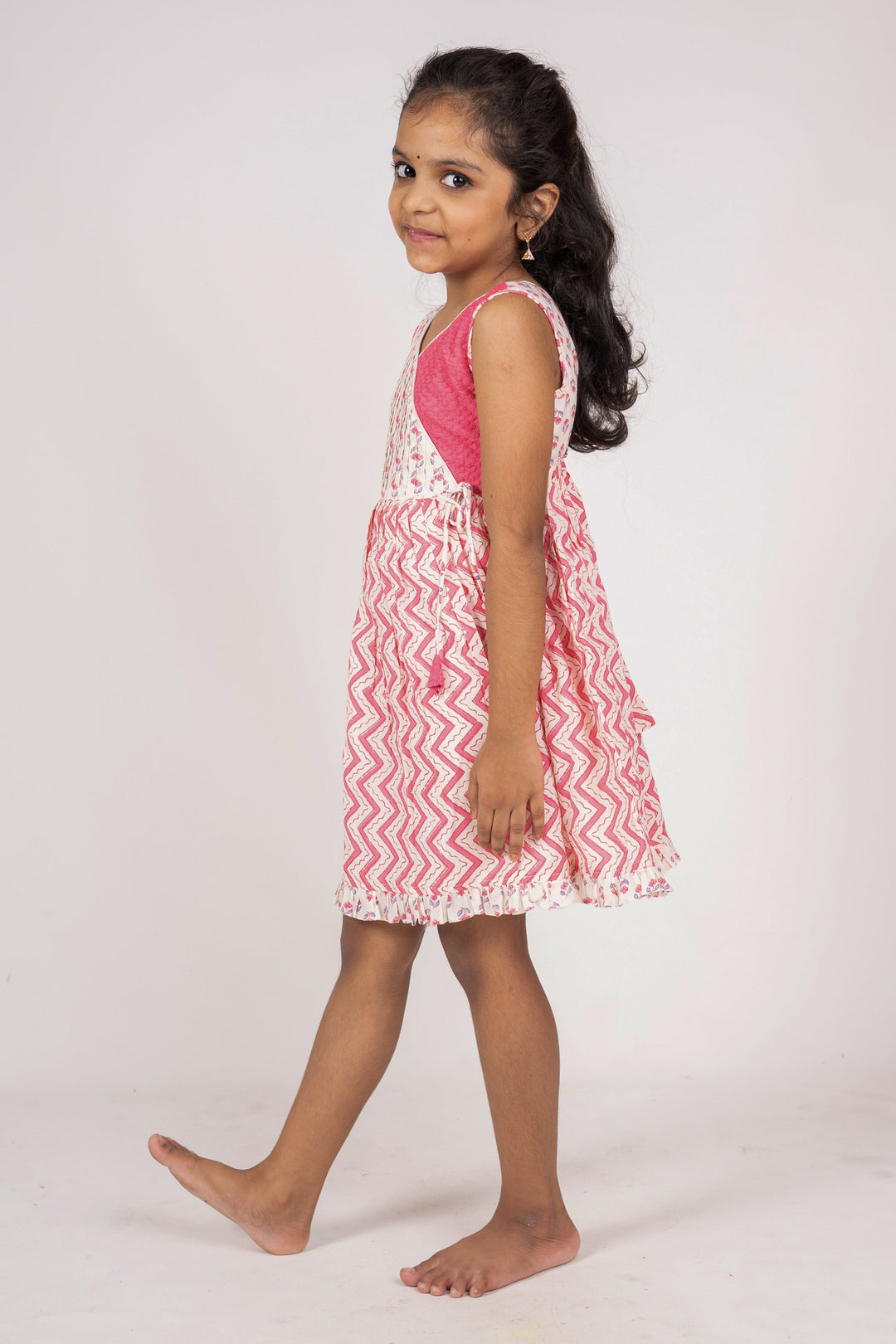 The Nesavu Baby Frock / Jhabla Pink Sleeveless Soft Cotton Gown For New Born Girl Kids With Ruffle Trims psr silks Nesavu 14 (6M) / Deeppink BFJ313