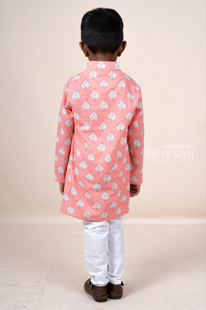 The Nesavu Ethnic Sets Pink Soft Cotton Kurta Dresses For Baby Boys With Attached Cotton Pant psr silks Nesavu