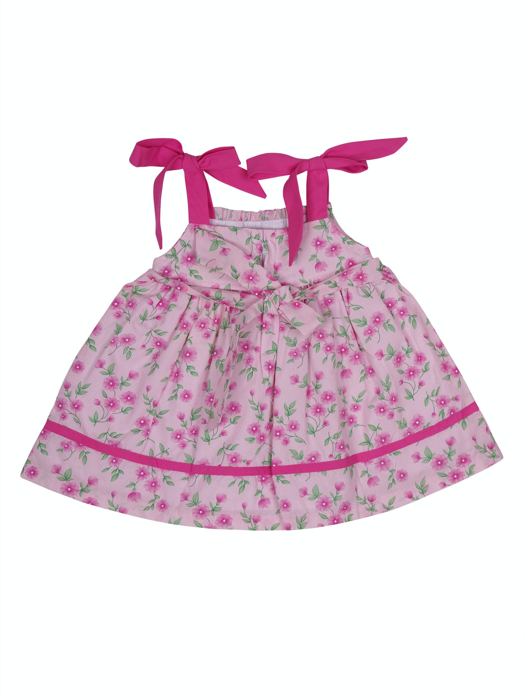 The Nesavu Frocks & Dresses Pink Tie-Up Soft Cotton Gown For Baby Girls psr silks Nesavu 12 (3M) / pink GFC841