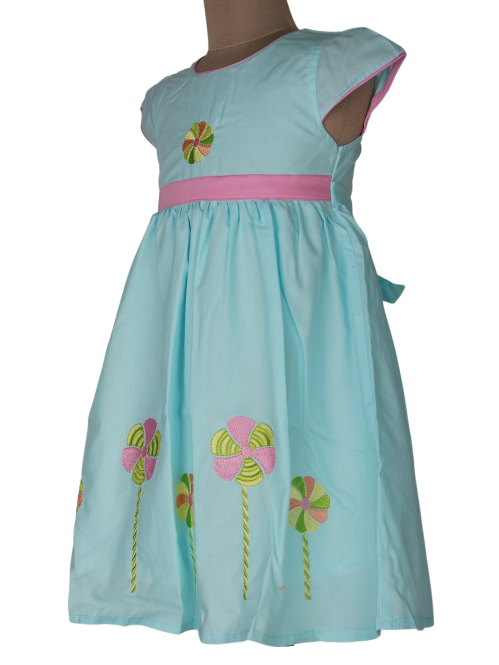 The Nesavu Frocks & Dresses Pinwheel Embroidered Light Yellow Floral Designed Cotton Frock For Girls psr silks Nesavu