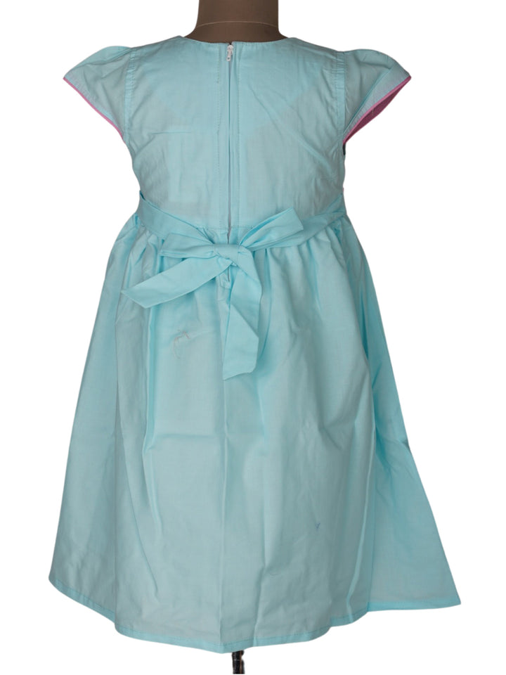 The Nesavu Frocks & Dresses Pinwheel Embroidered Light Yellow Floral Designed Cotton Frock For Girls psr silks Nesavu