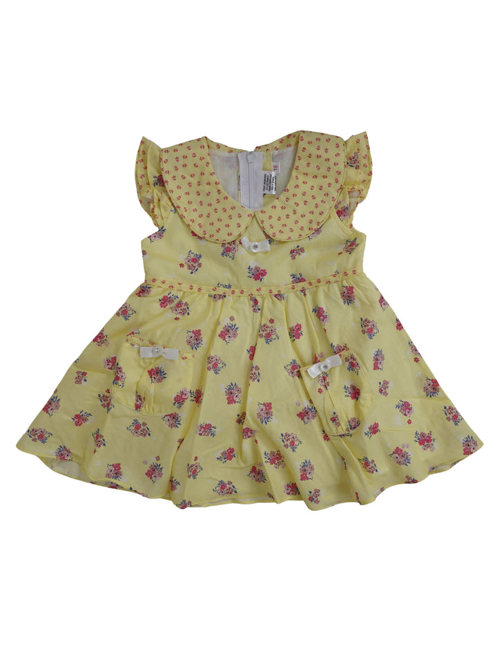 The Nesavu Baby Frock / Jhabla Pocket Dress For Your Lil Girls With Peter Pan Collar psr silks Nesavu 14 (6M-12M) / Yellow BFJ143B