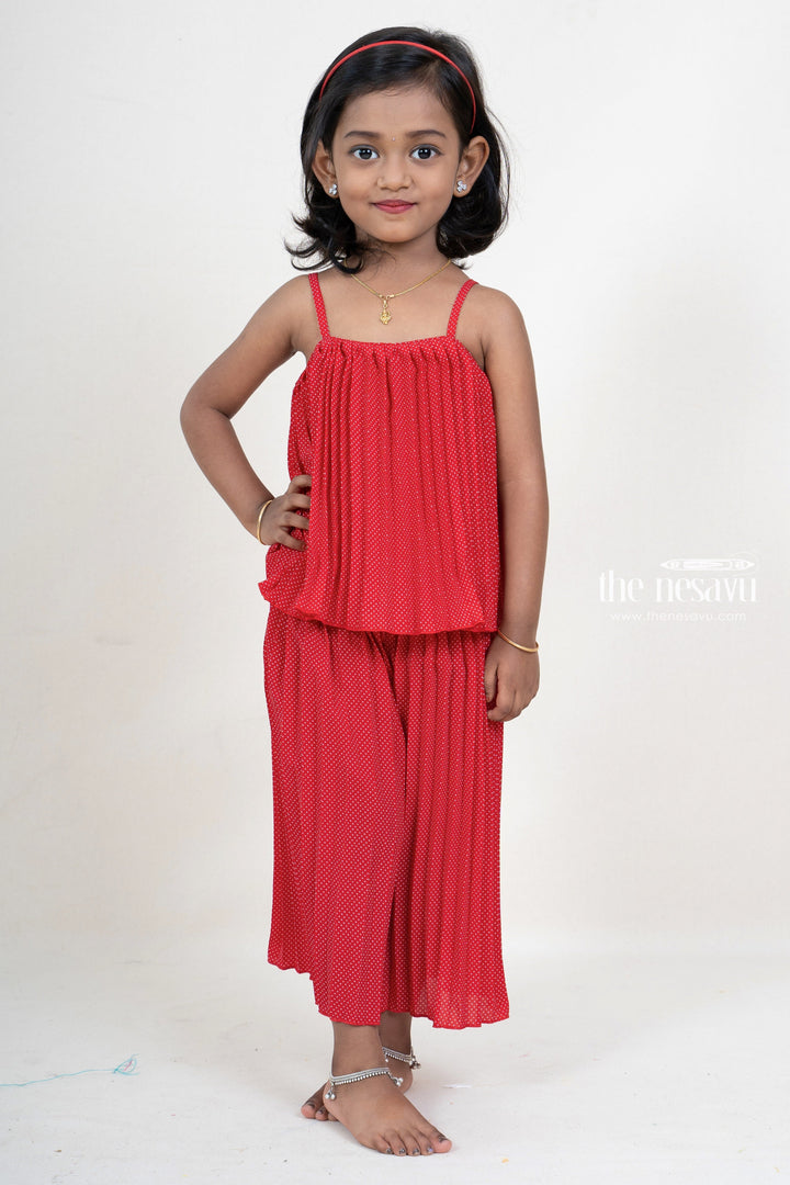 The Nesavu Baby Frock / Jhabla Polka Dotted Peach Crushed Jumpsuit For New Born Baby Girls psr silks Nesavu 14 (6M) / Red BFJ320D