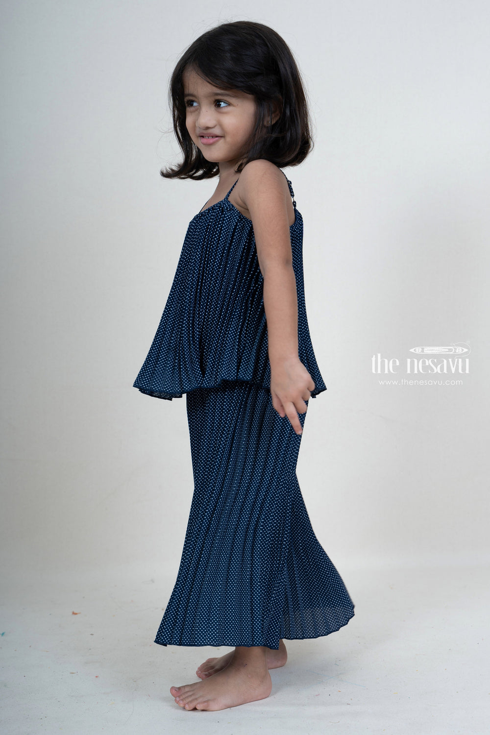 The Nesavu Baby Frock / Jhabla Polka Dotted Peach Crushed Jumpsuit For New Born Baby Girls psr silks Nesavu