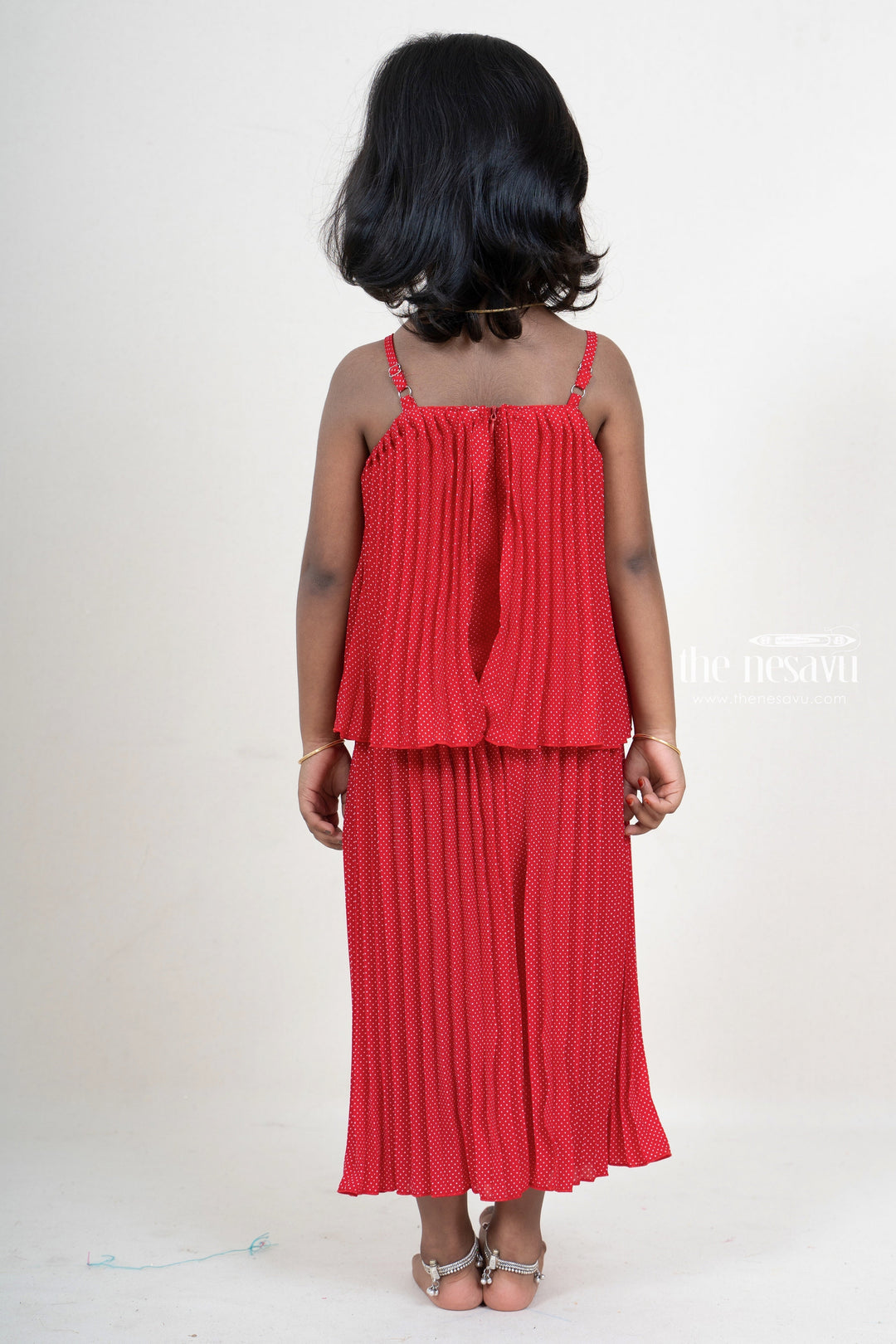 The Nesavu Baby Frock / Jhabla Polka Dotted Peach Crushed Jumpsuit For New Born Baby Girls psr silks Nesavu