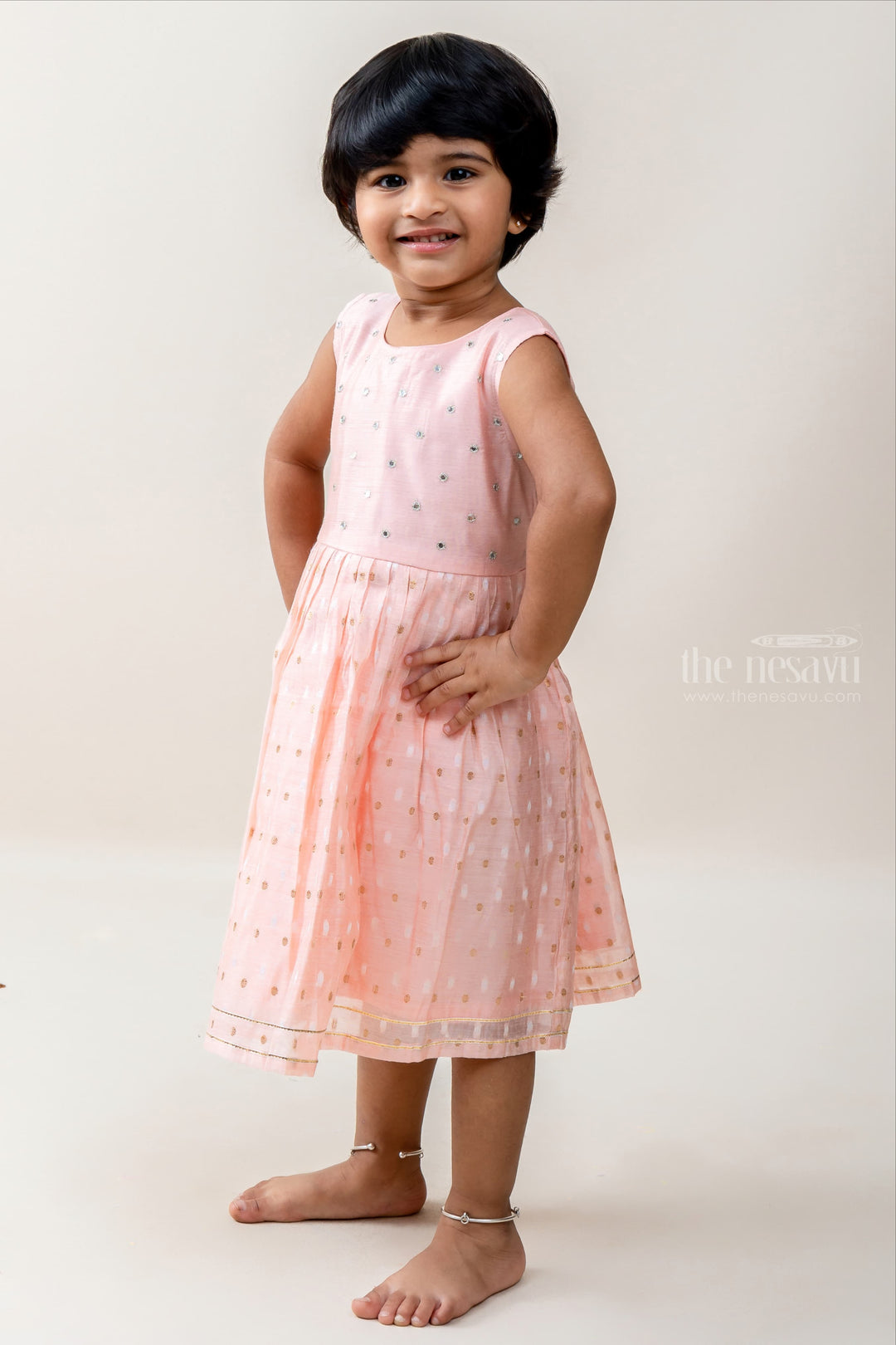 The Nesavu Frocks & Dresses Pretty Pink Cotton Comfy Sleeveless Collection For Baby Girls psr silks Nesavu