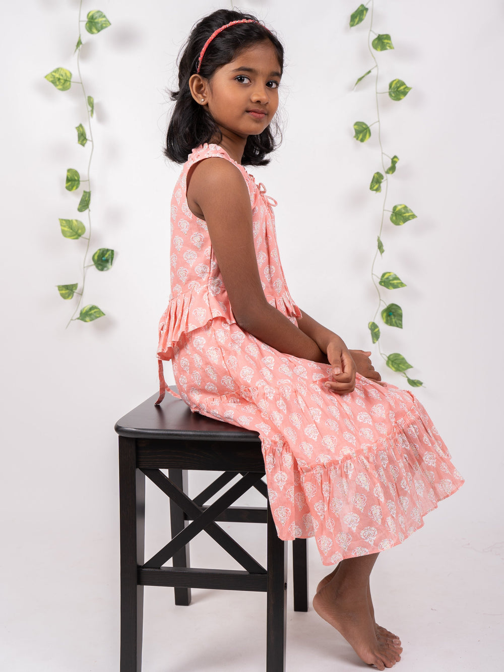 The Nesavu Frocks & Dresses Printed Soft Cotton Gown For Baby Girls With Designer Neck psr silks Nesavu