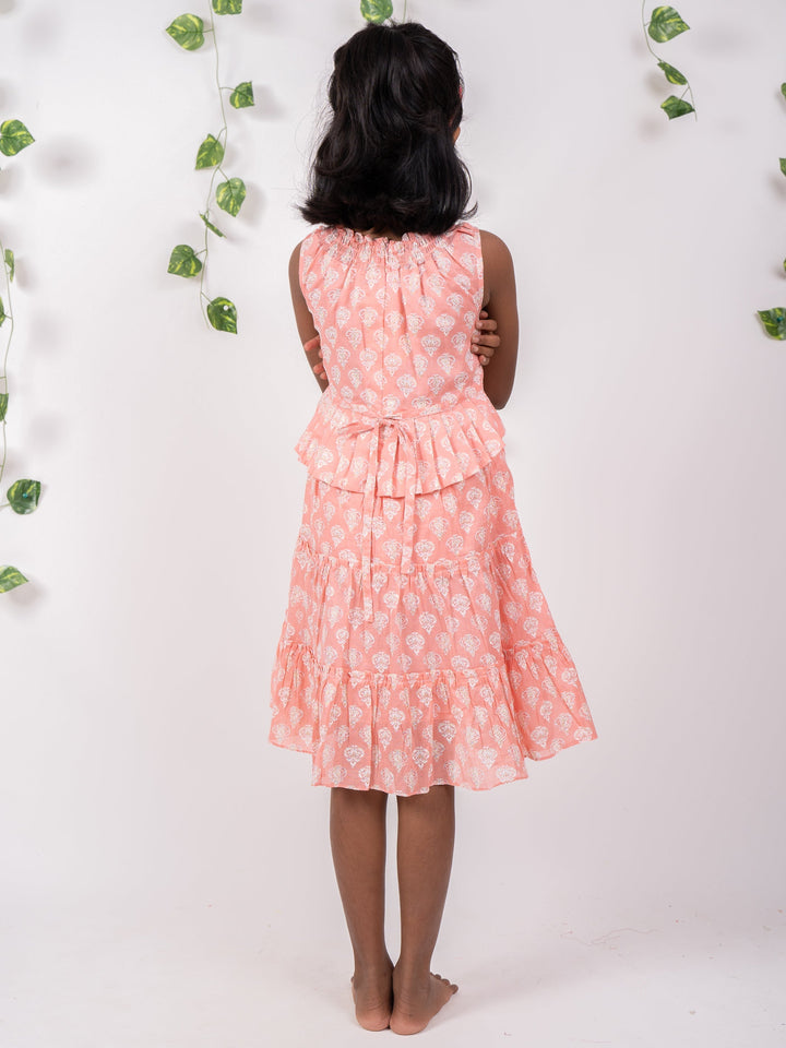 The Nesavu Frocks & Dresses Printed Soft Cotton Gown For Baby Girls With Designer Neck psr silks Nesavu