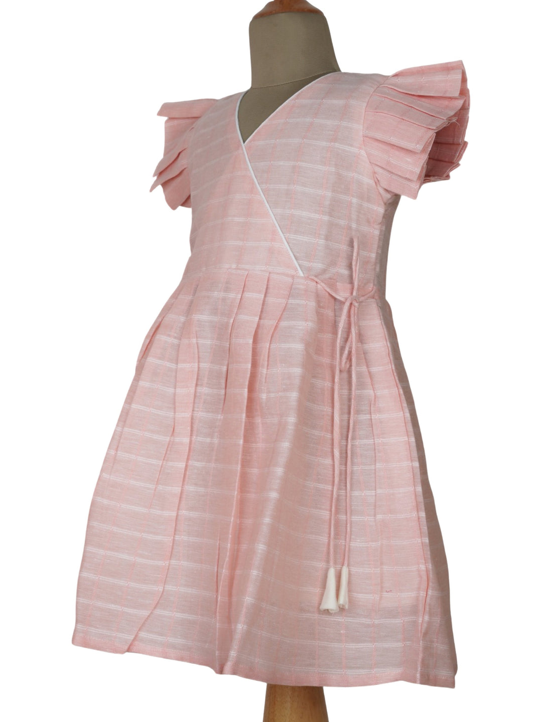 The Nesavu Frocks & Dresses Pure Linen Cotton Elegant Empire Dress With Ruffled Sleeve For Daily Wear psr silks Nesavu