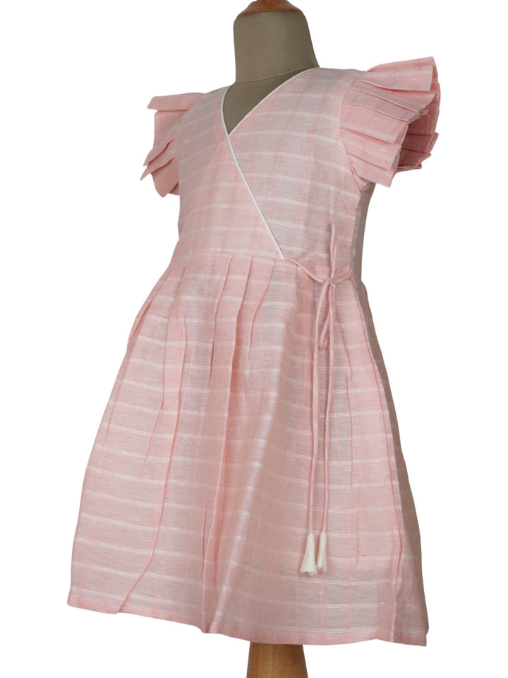 The Nesavu Frocks & Dresses Pure Linen Cotton Elegant Empire Dress With Ruffled Sleeve For Daily Wear psr silks Nesavu