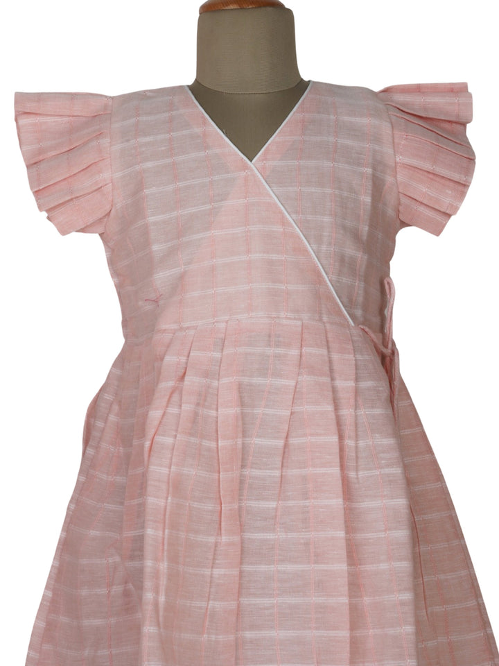 The Nesavu Frocks & Dresses Pure Linen Cotton Elegant Empire Dress With Ruffled Sleeve For Daily Wear psr silks Nesavu