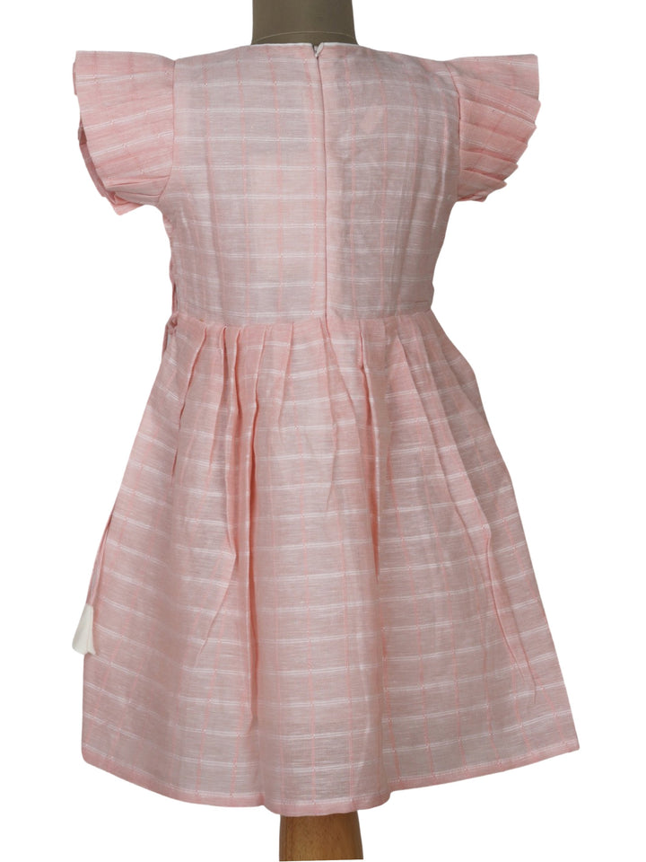 The Nesavu Frocks & Dresses Pure Linen Cotton Elegant Empire Dress With Ruffled Sleeve For Daily Wear psr silks Nesavu