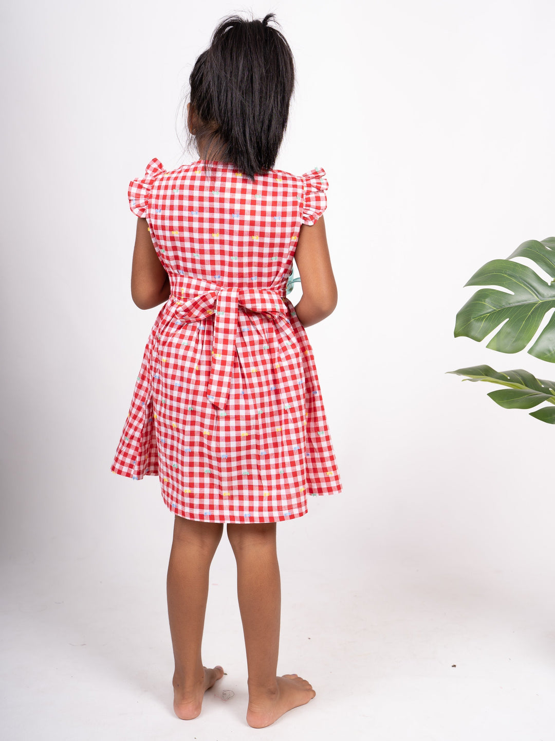 The Nesavu Frocks & Dresses Red And White Checked Cotton Frock For Girl Kids psr silks Nesavu