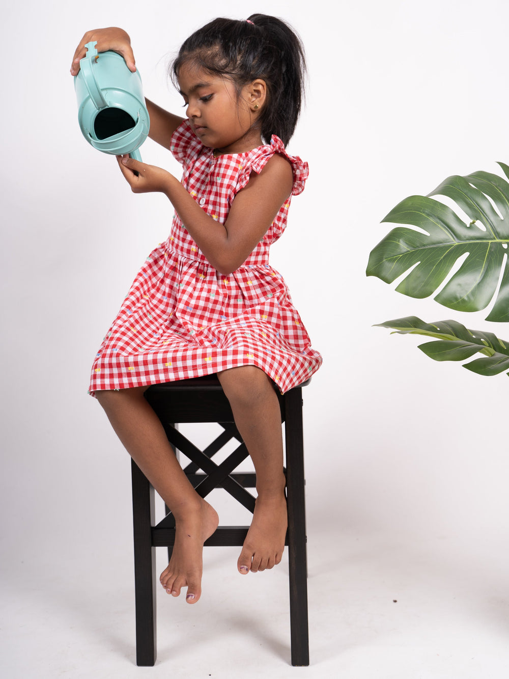 The Nesavu Frocks & Dresses Red And White Checked Cotton Frock For Girl Kids psr silks Nesavu