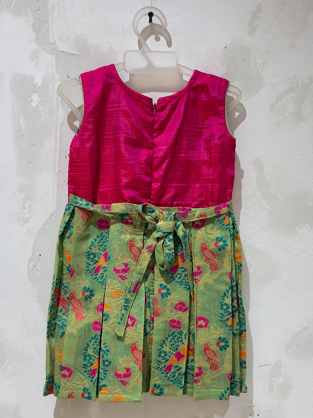 The Nesavu Silk frocks Seagreen And Pink Silk Frock With Designer Yoke psr silks Nesavu