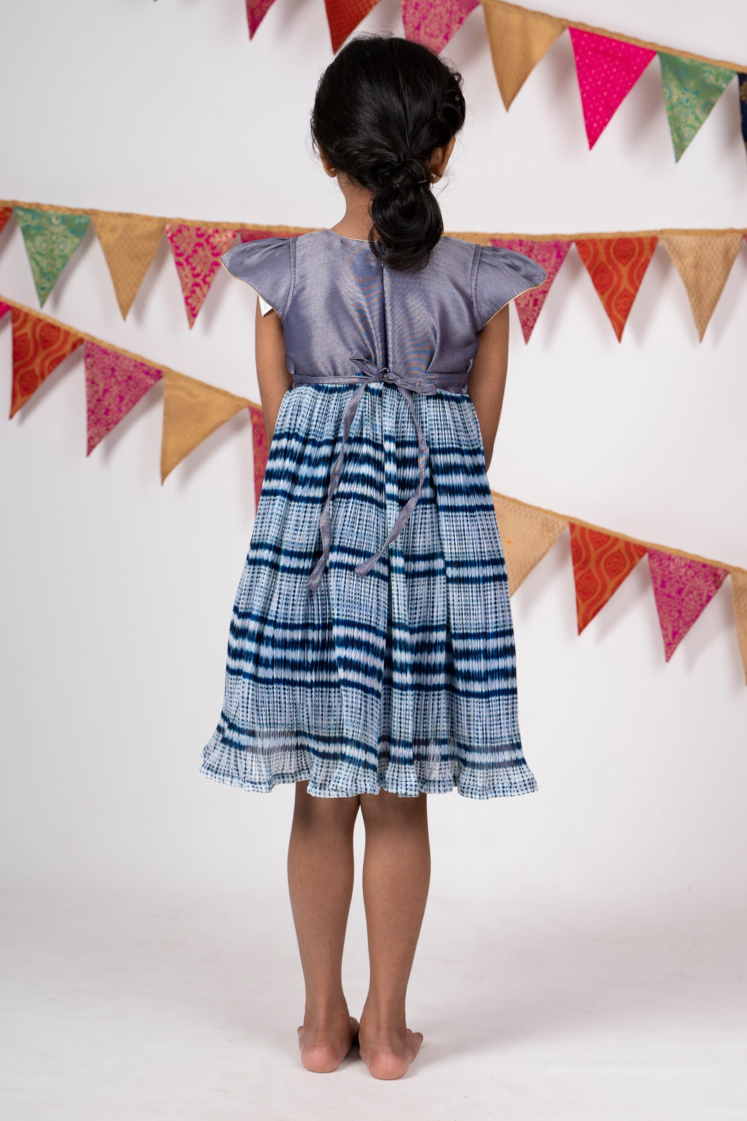 The Nesavu Frocks & Dresses Semi-Crushed Crepe Cotton Frock With Contrasting Yoke psr silks Nesavu