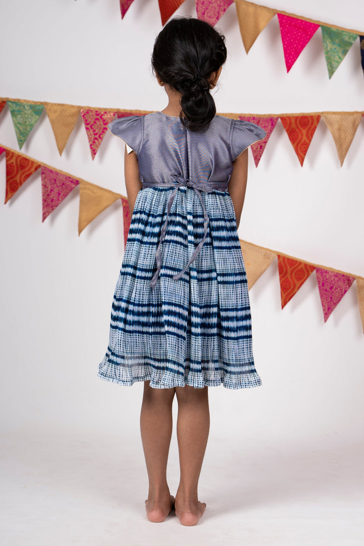 The Nesavu Frocks & Dresses Semi-Crushed Crepe Cotton Frock With Contrasting Yoke psr silks Nesavu