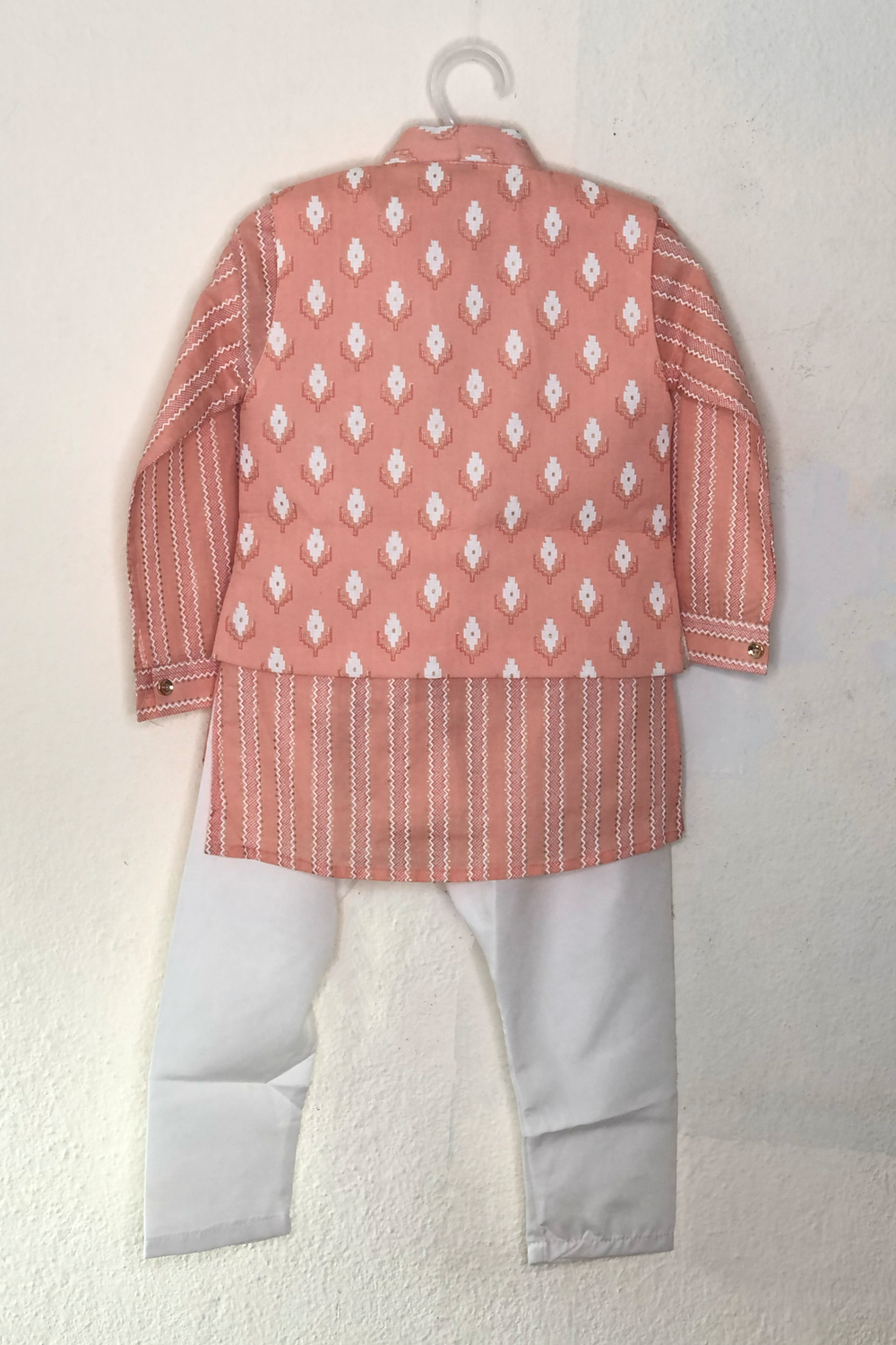 The Nesavu Ethnic Sets Side Buttoned Overcoat With Printed Kurta For Baby Boys psr silks Nesavu