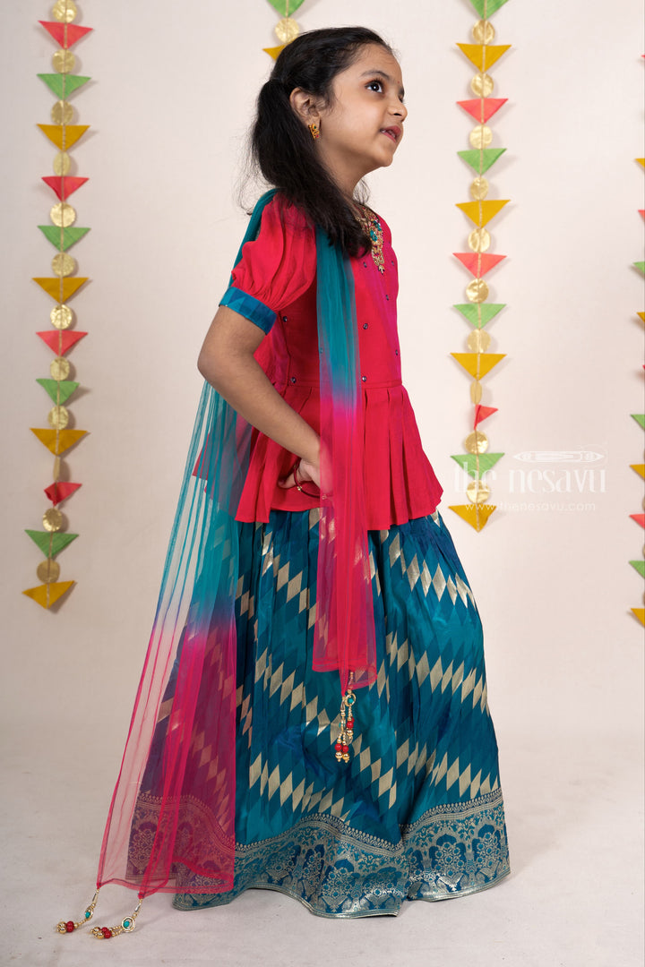The Nesavu Lehenga & Ghagra Silk Cotton Designer Choli Skirt With Hand Embroidery Designer Peplum Blouse psr silks Nesavu