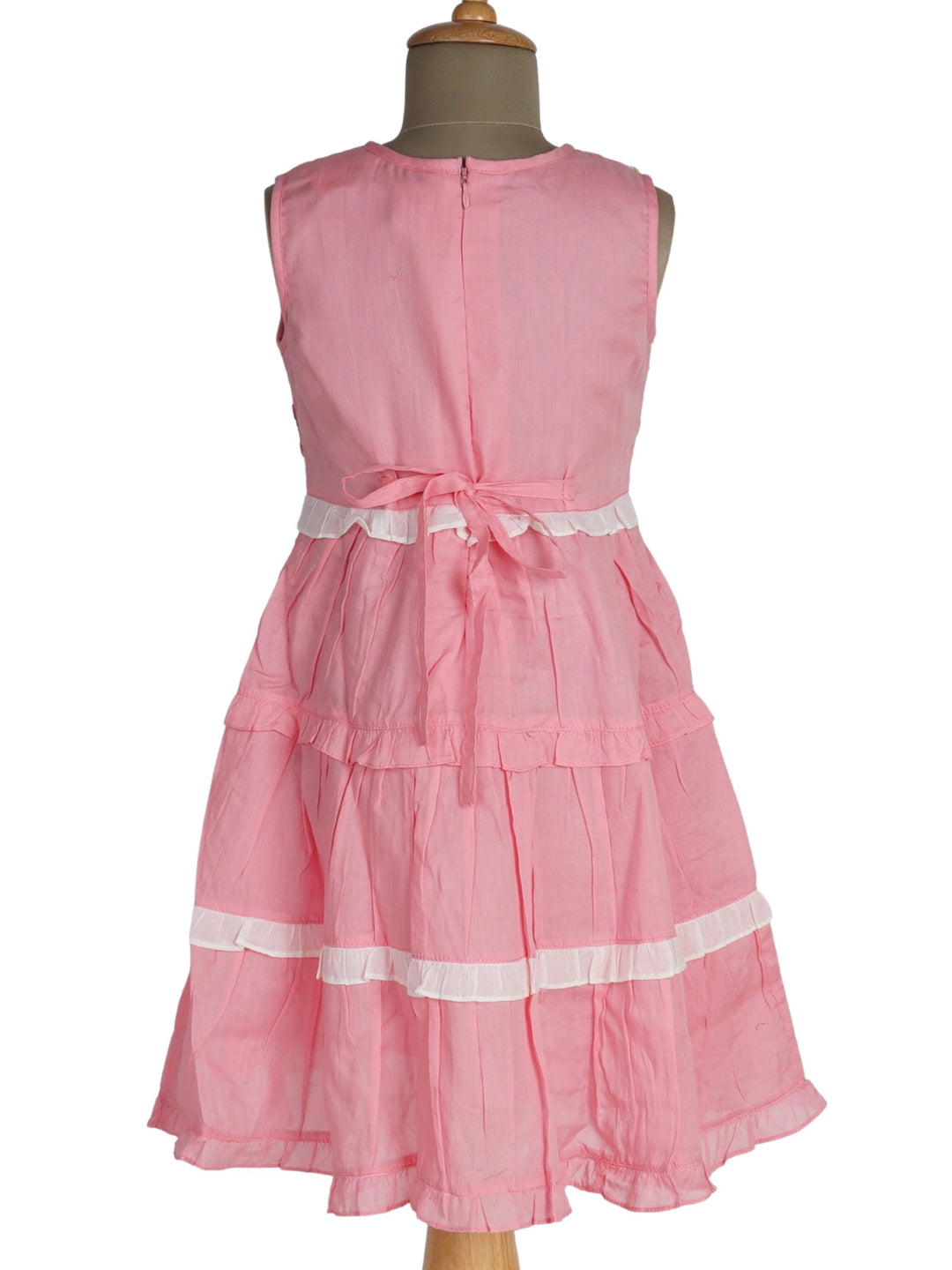 The Nesavu Frocks & Dresses Simple Yet Elegant Embroidery Baby Pink Cotton Dress psr silks Nesavu