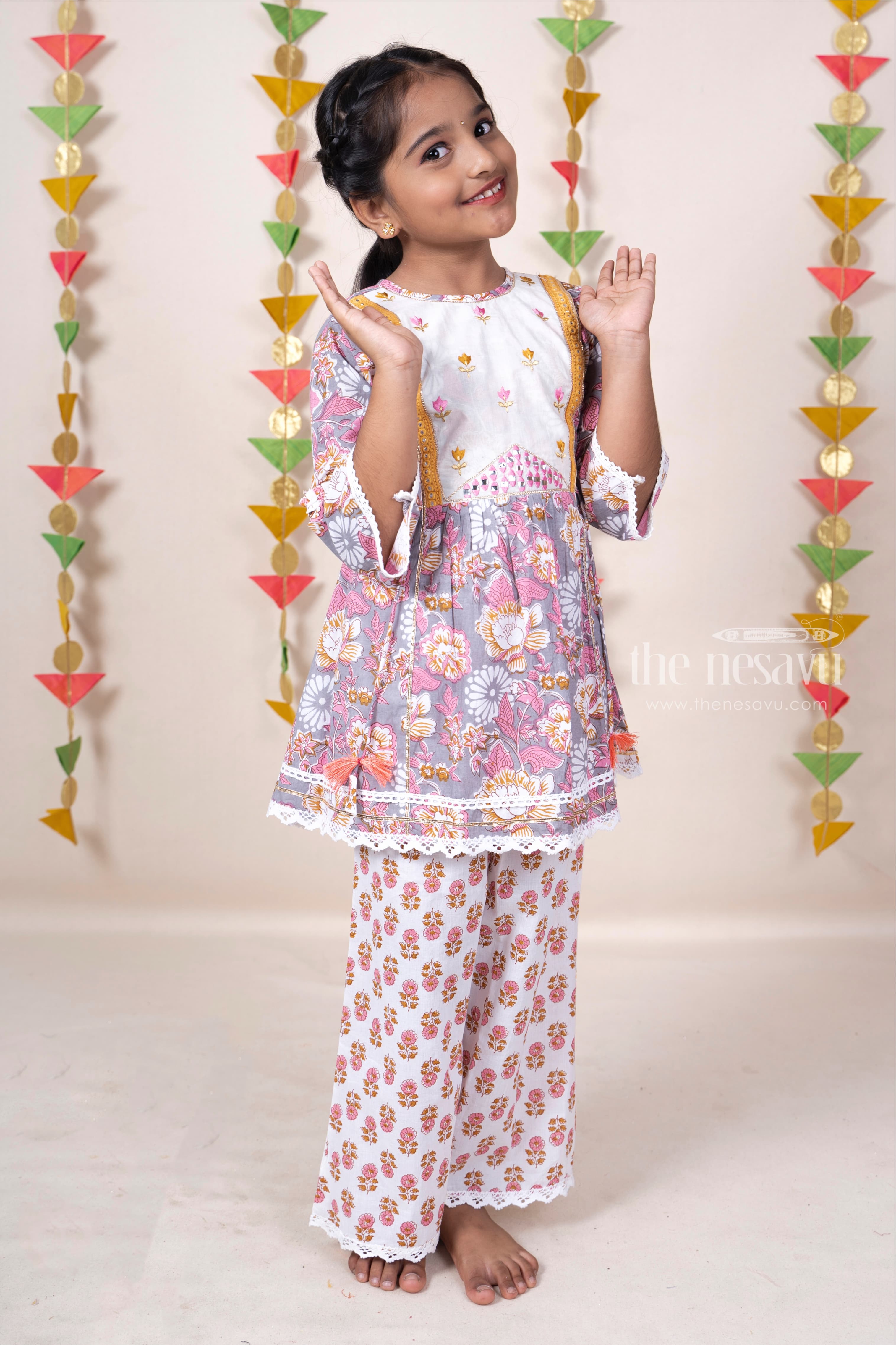 Nikhaar Creations Pink Embroidered Georgette Asymmetrical Parallel Pants  Kurta Dupatta  Womens Ethnic Kurtis Kurtas and Suits