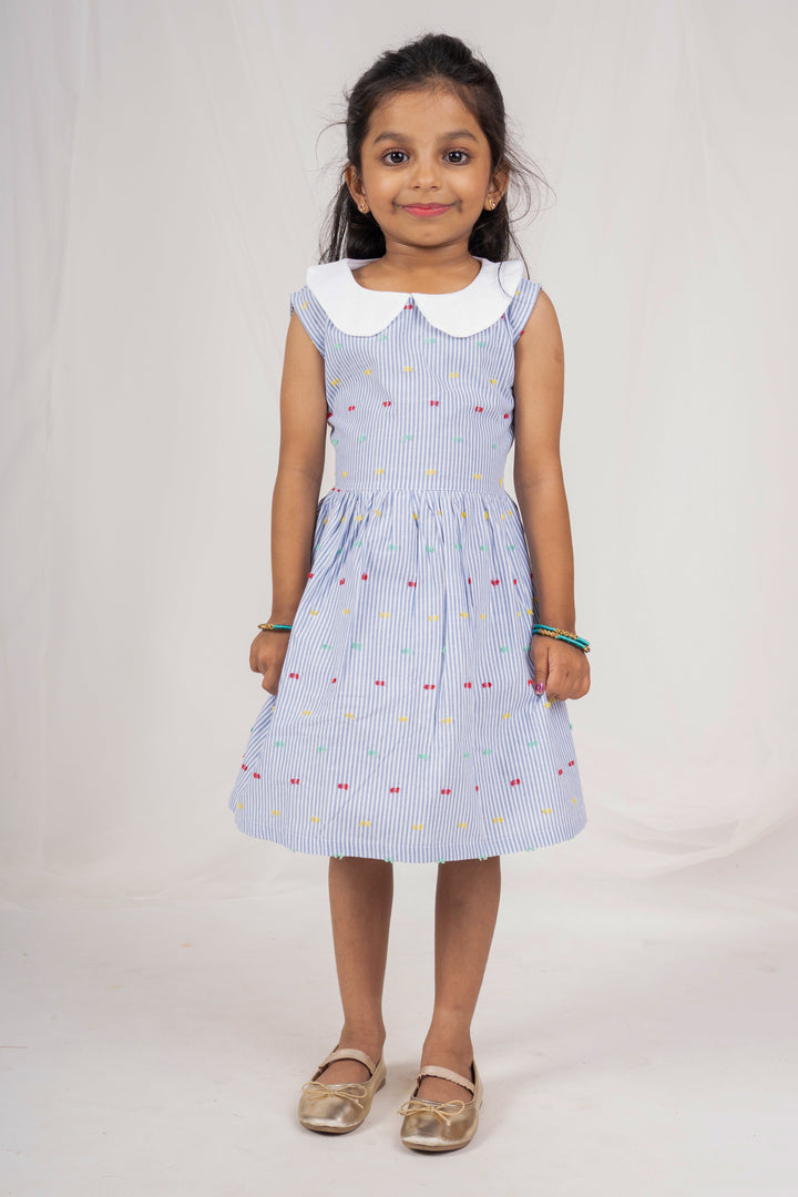 The Nesavu Frocks & Dresses Soft Cotton Peter Pan Collar Cotton Gown For Baby Girls psr silks Nesavu 16 (1Y) / Gray GFC795