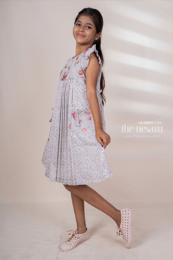 The Nesavu Frocks & Dresses Soft Cotton Pleated Frock With Pockets And Ruffle Ends For Baby Girls psr silks Nesavu