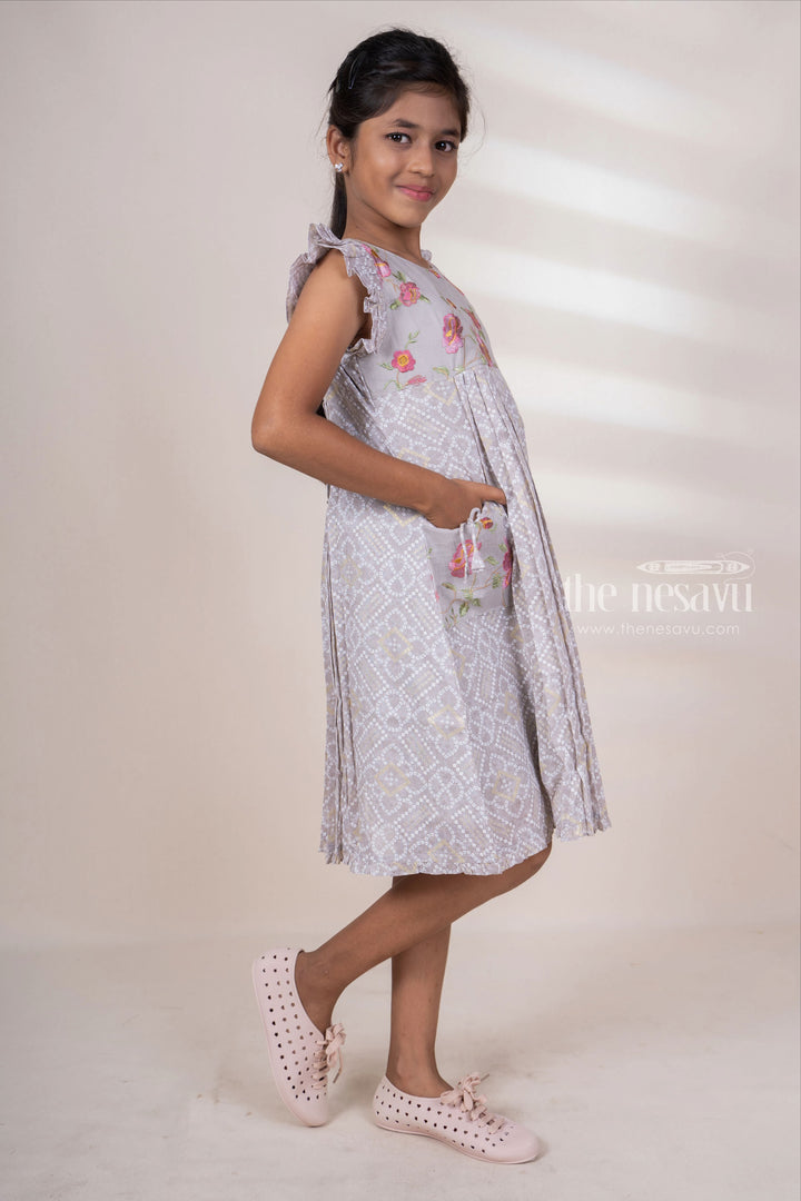 The Nesavu Frocks & Dresses Soft Cotton Pleated Frock With Pockets And Ruffle Ends For Baby Girls psr silks Nesavu