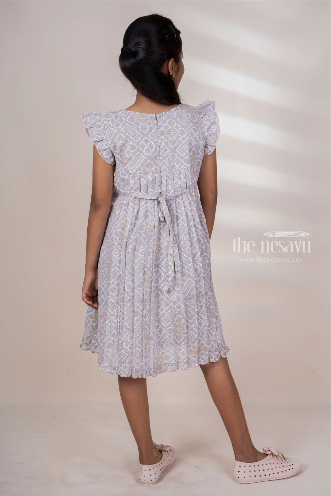 The Nesavu Frocks & Dresses Soft Cotton Pleated Frock With Pockets And Ruffle Ends For Baby Girls psr silks Nesavu