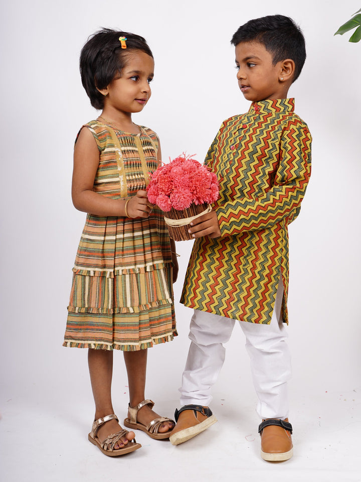 The Nesavu Frocks & Dresses Soft Cotton Striped Casual Play Wear For Baby Girls psr silks Nesavu
