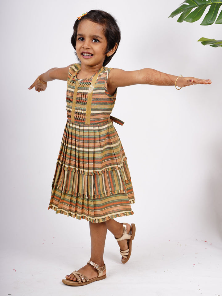 The Nesavu Frocks & Dresses Soft Cotton Striped Casual Play Wear For Baby Girls psr silks Nesavu