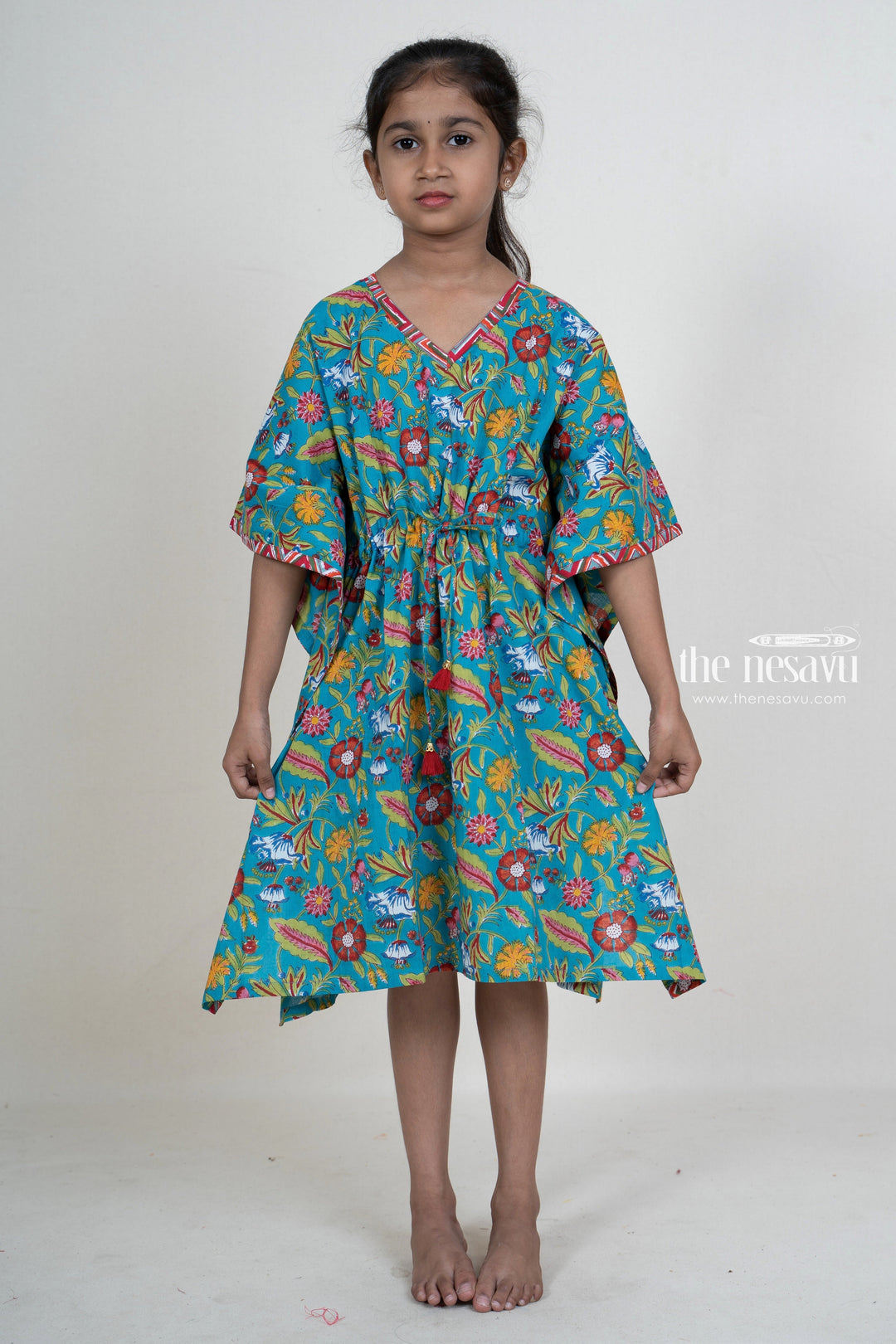 The Nesavu Frocks & Dresses Soft Jaipuri Cotton Kaftan Dresses For Kid Girls psr silks Nesavu