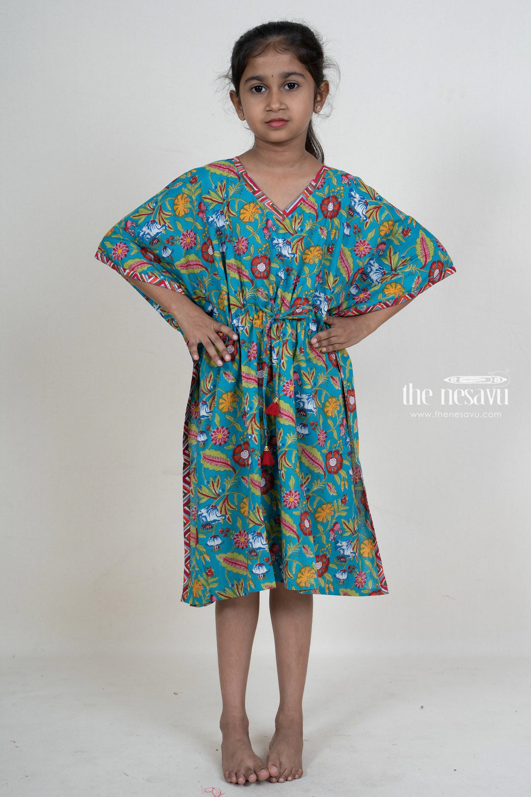 The Nesavu Frocks & Dresses Soft Jaipuri Cotton Kaftan Dresses For Kid Girls psr silks Nesavu