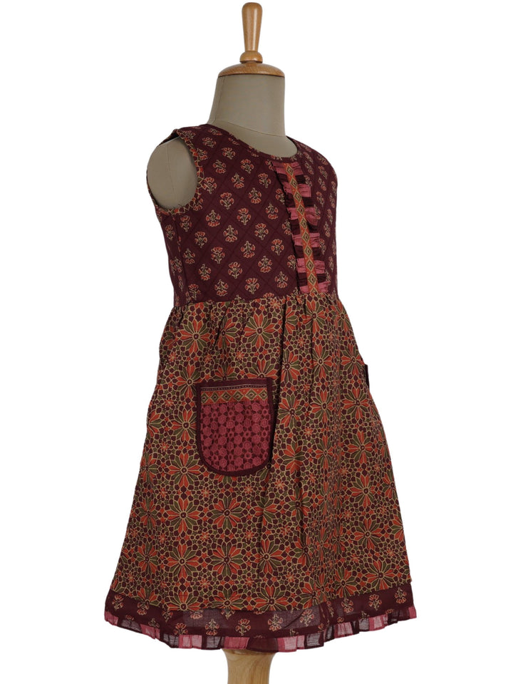 The Nesavu Frocks & Dresses Stylish Jaipuri Soft Cotton Frock With Pockets For Girls psr silks Nesavu