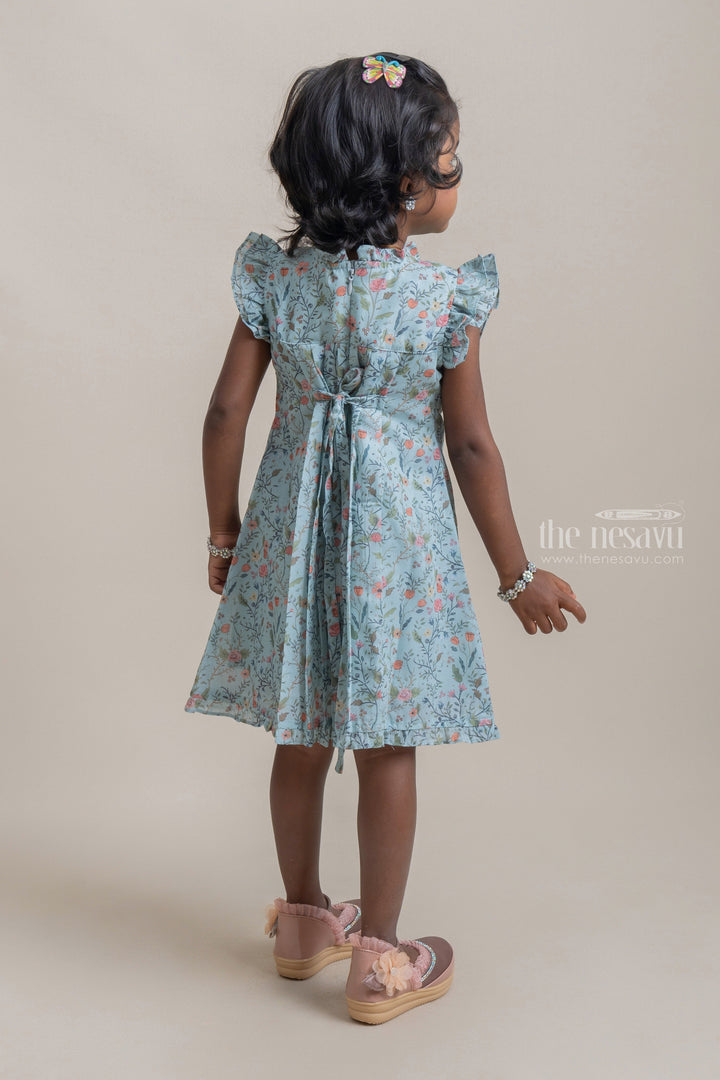The Nesavu Baby Frock / Jhabla Trendy Sea Green Floral Printed Sleeveless Casual Cotton Frocks For Girls psr silks Nesavu