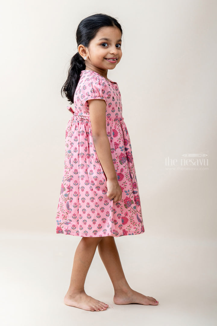 The Nesavu Frocks & Dresses Unique Lavender Printed Cotton Gown For Baby Girls With Puff Sleeve psr silks Nesavu