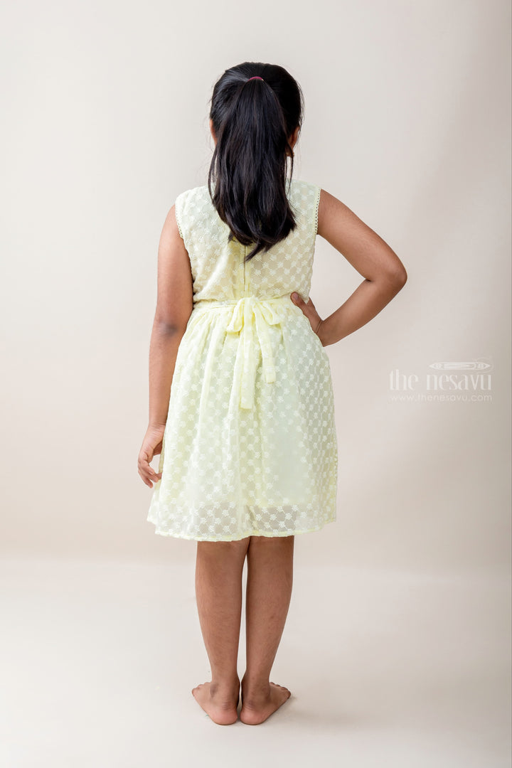 The Nesavu Frocks & Dresses Yellow Casual Threaded Cotton Frock For Baby Girl psr silks Nesavu