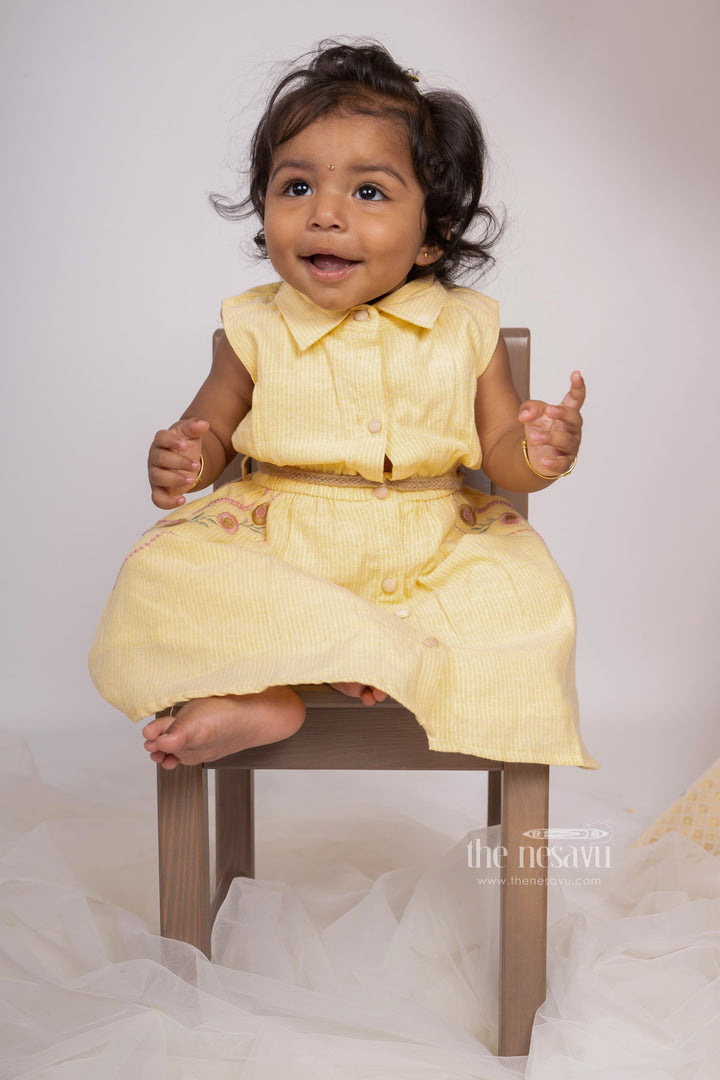 The Nesavu Baby Frock / Jhabla Yellow Embroidered Soft Cotton Gown For New Born Baby Girls psr silks Nesavu