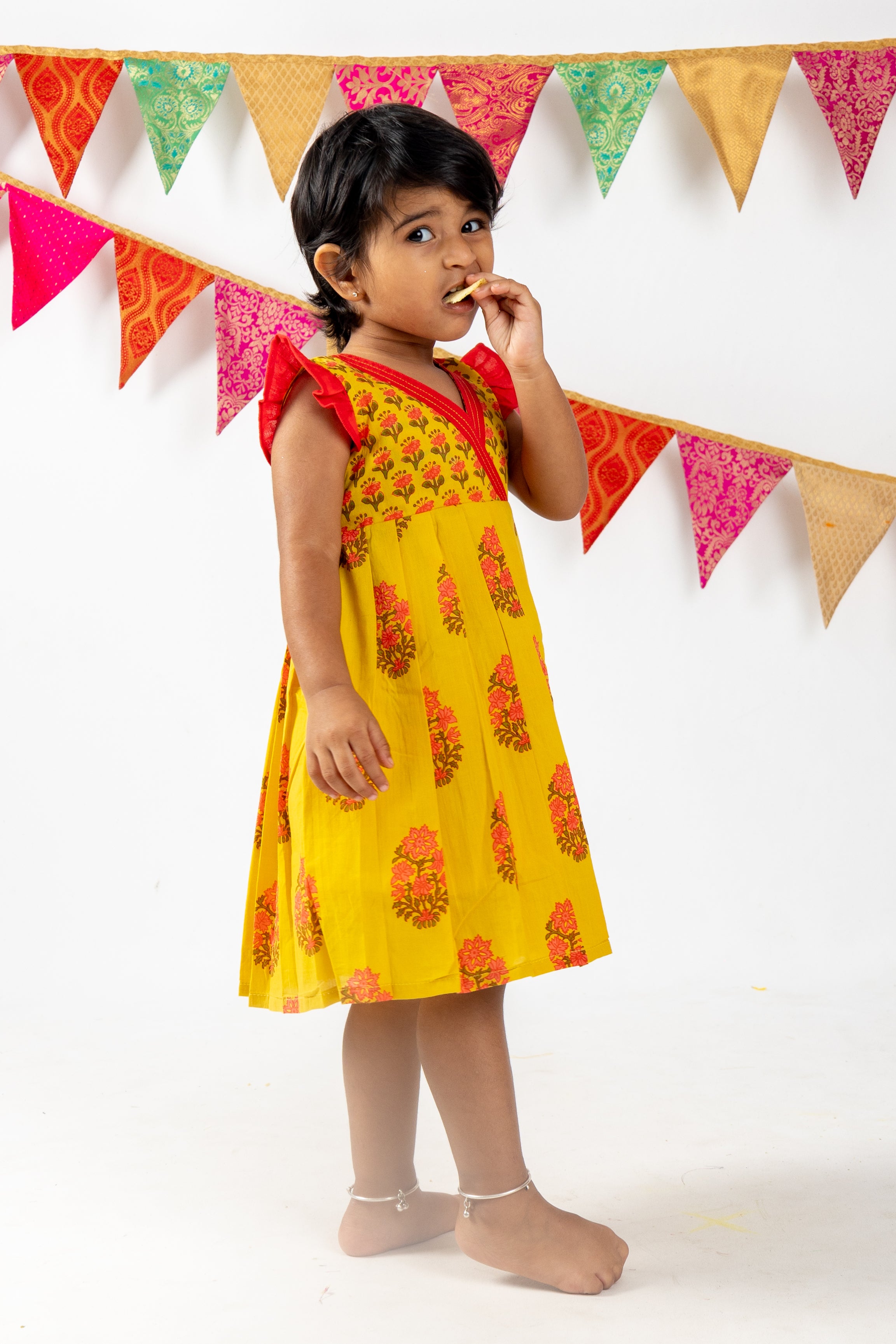 Buy Traditional Wear Red Lucknowi Cotton Kids Gown With Pant Online From  Surat Wholesale Shop.